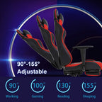 Gaming Chair Office Chair Ergonomic Desk Chair With Footrest Arms Lumbar Support Headrest Swivel Rolling High Back Racing Computer Chair For Women Men Adults Girls,Red