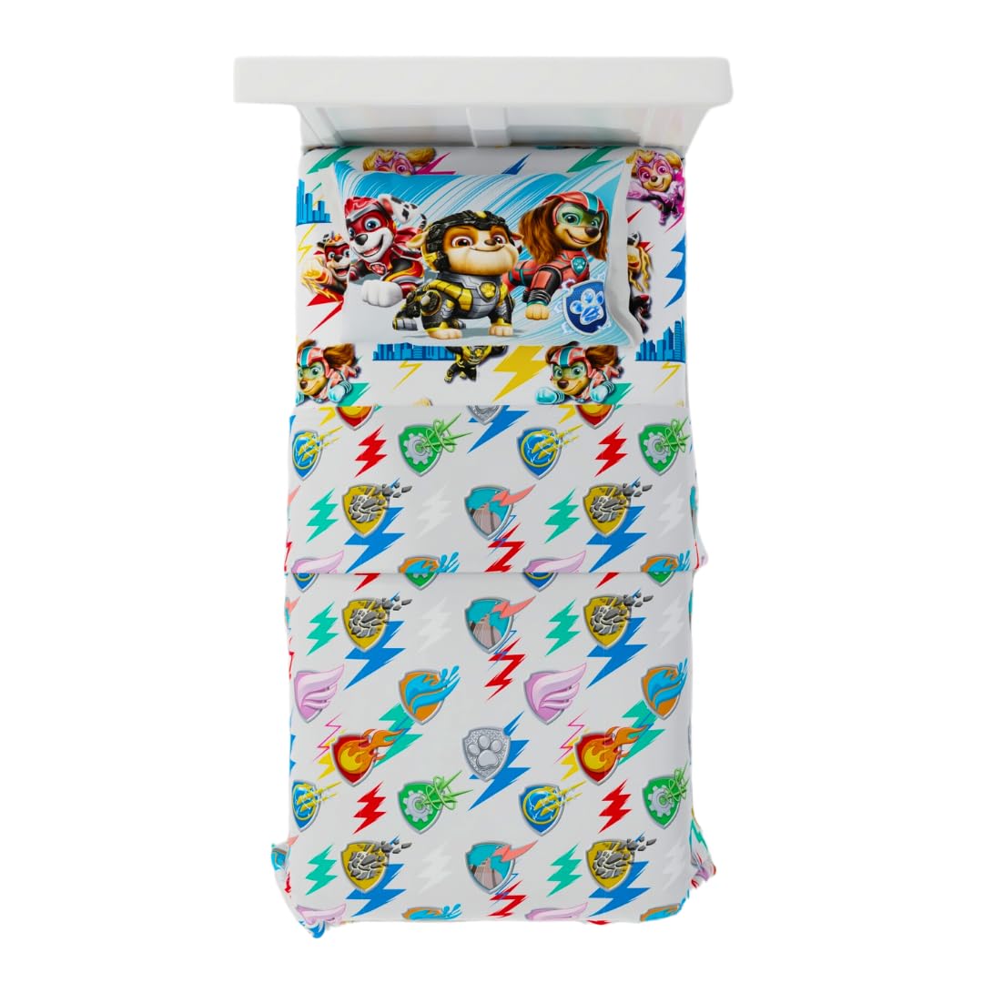 Franco Paw Patrol 2 The Movie Bedding Super Soft Microfiber 3 Piece Twin Size Sheet Set, (Official Licensed Product)