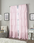 Curtainworks Flounced Ruffle Rod Pocket 100% Polyester, 63 Inch, 1 Curtain Panel, Pink
