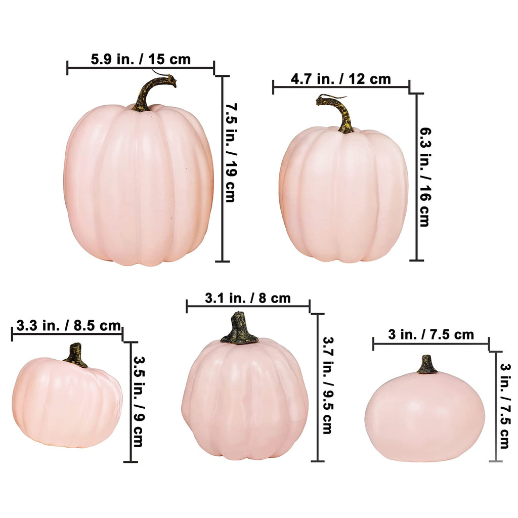 14 Pcs Assorted Harvest Artificial White And Pink Pumpkins Decorative Pumpkins Faux Foam Pumpkins For Farmhouse Fall Halloween H