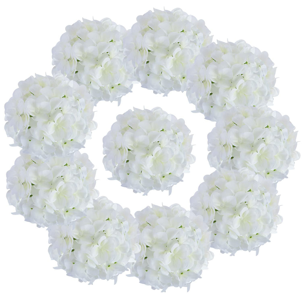 Aviviho Artificial Flowers White Full Faux Hydrangea Silk Flowers With Stems Pack Of 10 Ivory White Fake Hydrangea Artificial Fl