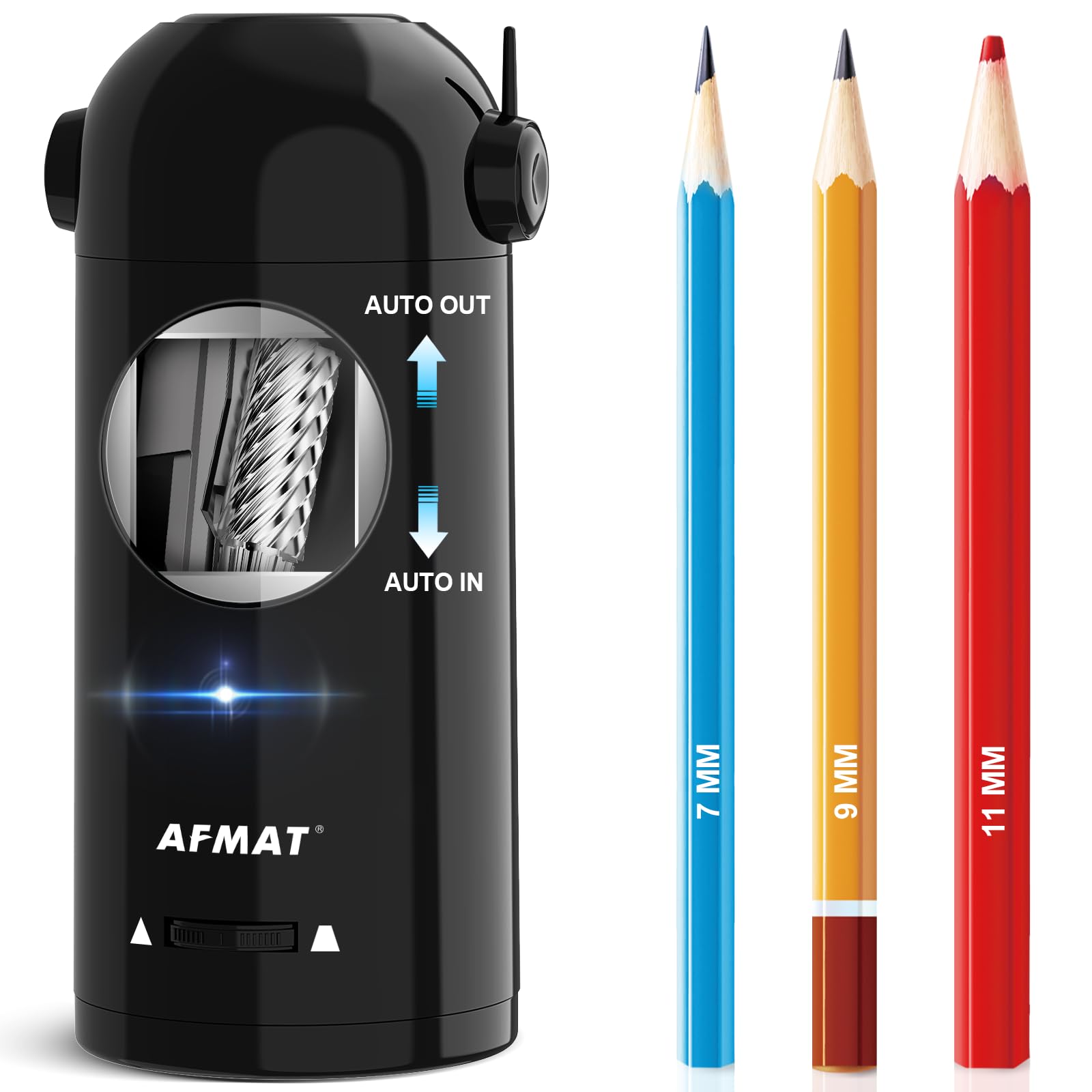Afmat Electric Pencil Sharpener For Colored Pencils 7-11.5Mm, Robot Pencil Sharpener, Fully Automatic Rechargeable Hands-Free Pe