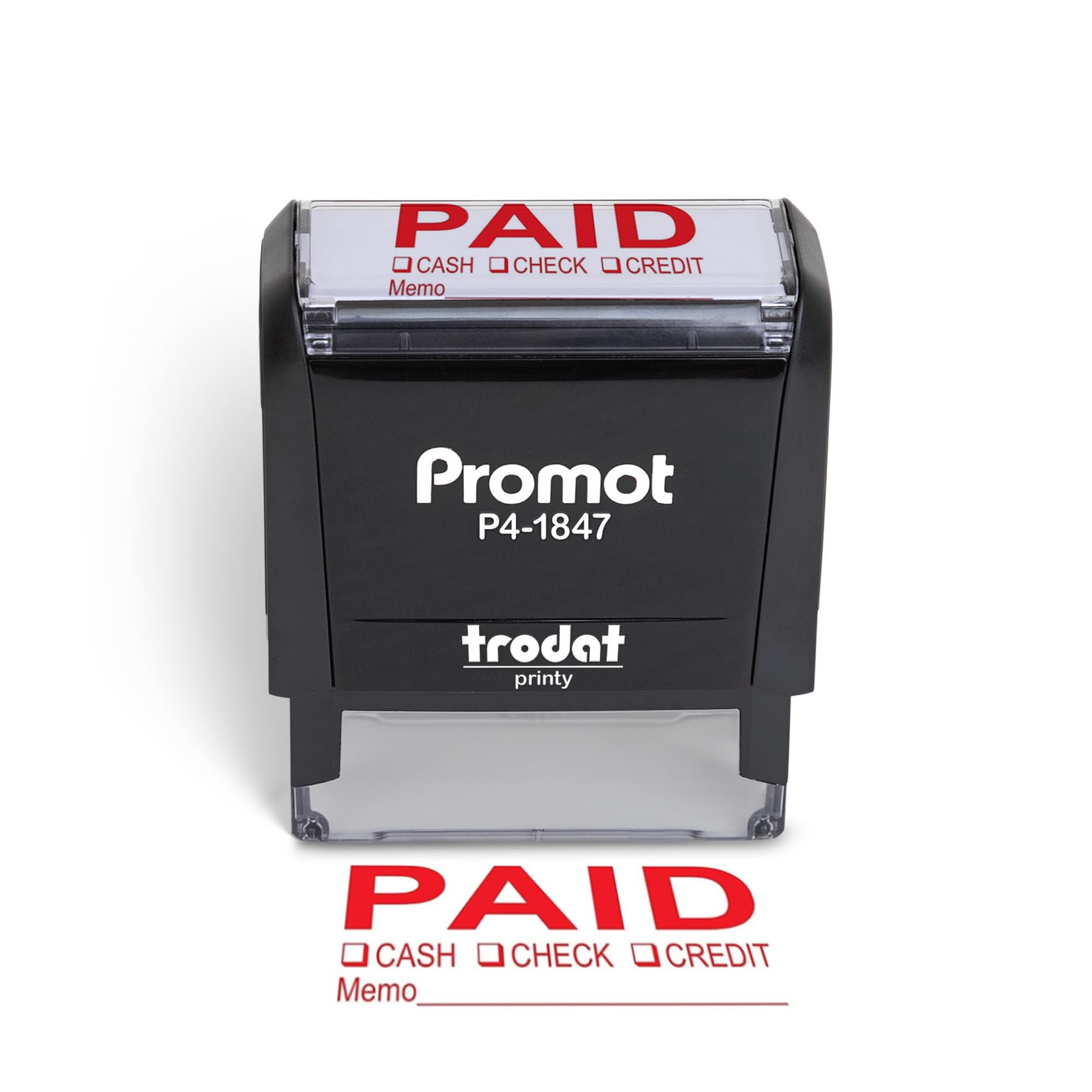 Promot Paid Stamp Self Inking Stamp - Paid Stamp For Office, Accounts Payable Stamp W/Type And Memo - Rubber Stamps For Retail U