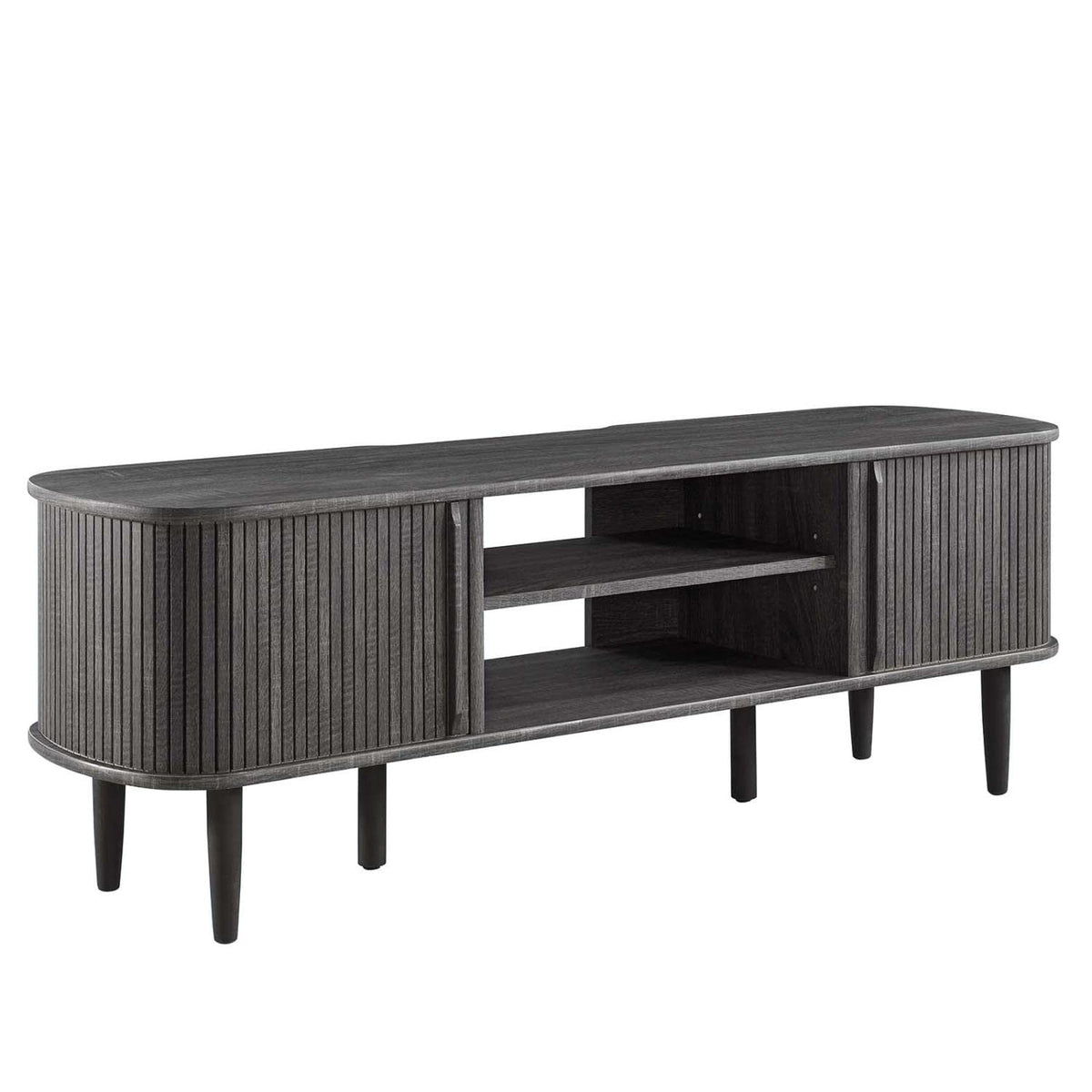 Modway Contour Mid-Century Modern 55&Quot; Media Tv Stand In Charcoal, 15 X 54.5 X 18.5