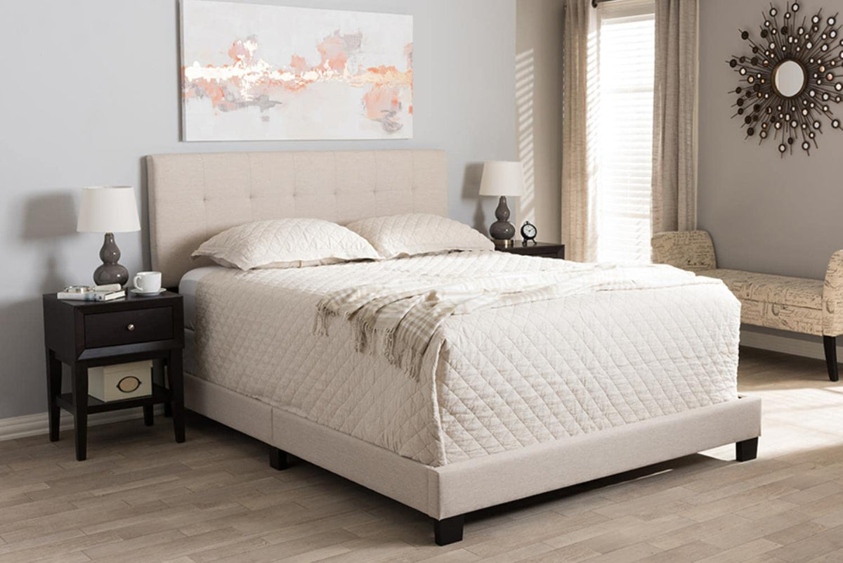 Baxton Studio Brookfield Grid-Tufting Bed Beige/King