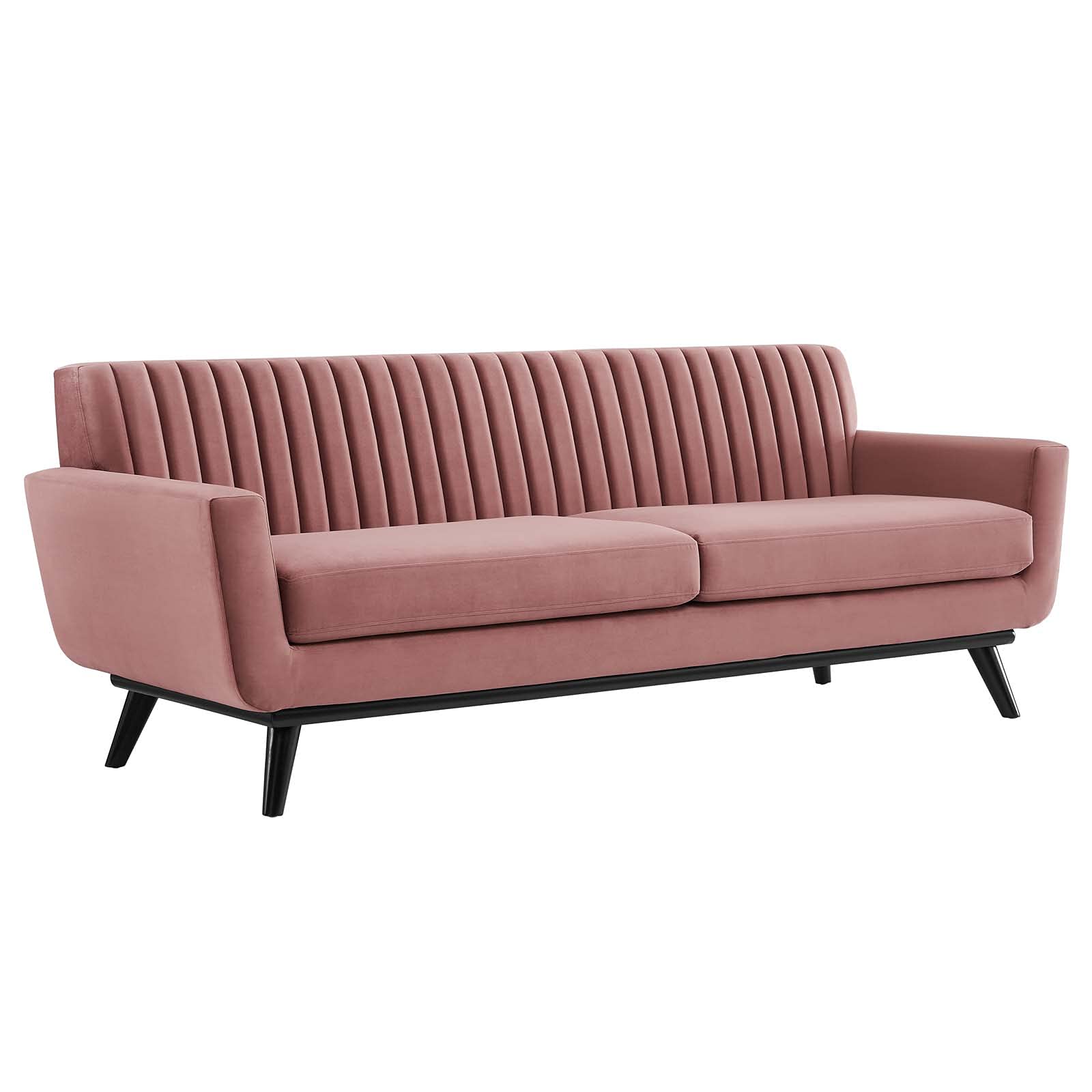 Modway Engage Channel Tufted Performance Velvet Sofa in Dusty Rose