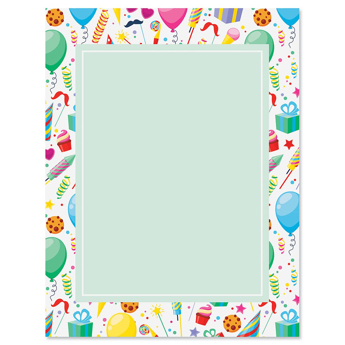 Current Surprise Party Letter Paper - Birthday Stationery Papers With Decorative Border Designs, Printable Holiday, Wedding, & P