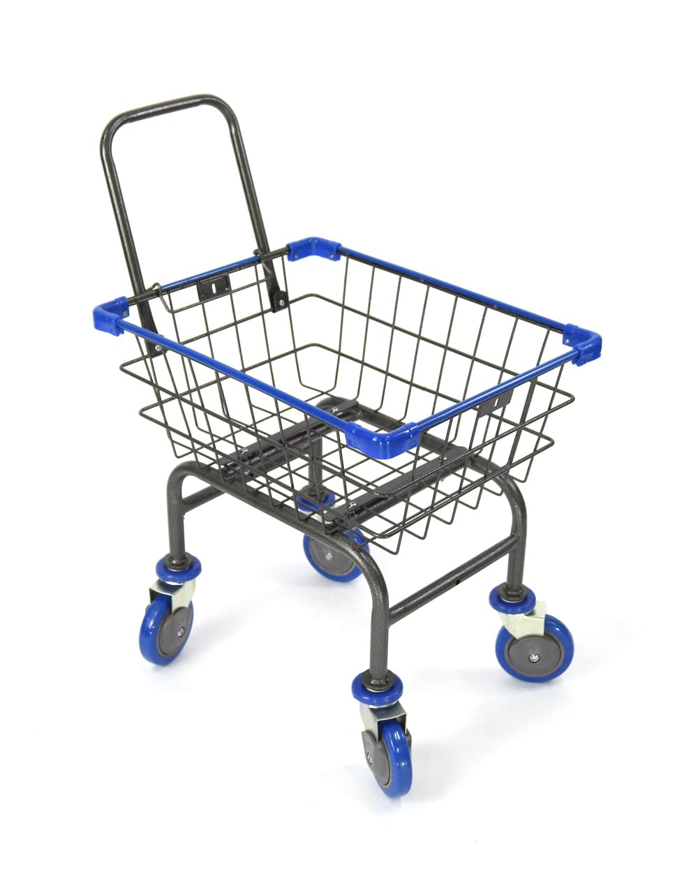 CHAMINUSA U Handle Grocery & Laundry CART 1.5 Bushel (Gunpowder Metal) Red, Blue Trim (Blue)