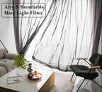 Pi Sheer Curtains With Grommet,Airy Voile Textured,Modern Window Draperies For Living Room/Bedroom 2 Panels (W52 X L90, Black)