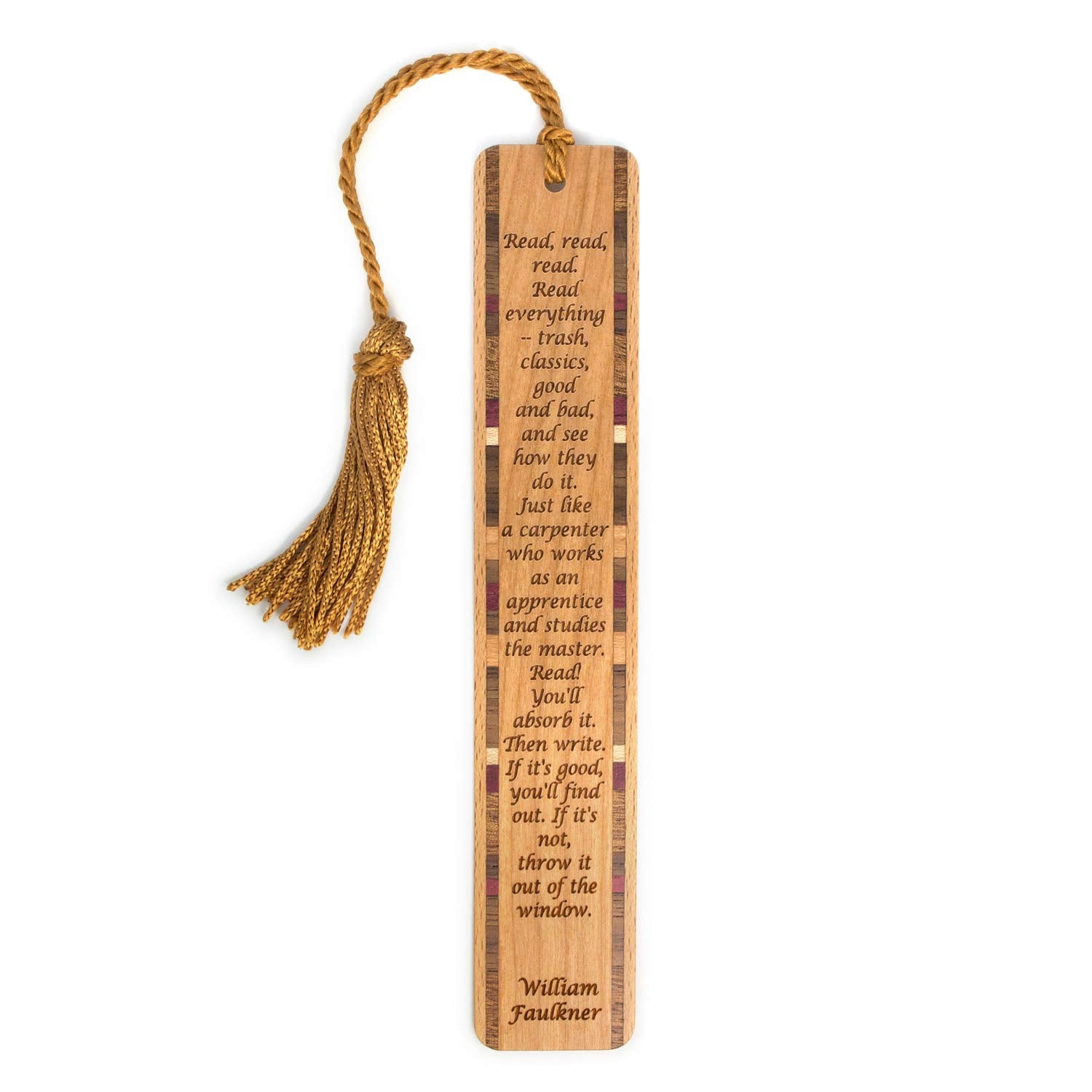 William Faulkner Read Everything Then Write Quote, Engraved Wooden Bookmark - Made In Usa - Also Available With Personalization