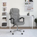 vidaXL Adjustable Reclining Office Chair with Armrest – Light Gray, Fabric-Made, with Rolling Castors – Stylish, Comfortable, Durable