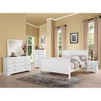 Acme Louis Philippe III Queen Wooden Sleigh Bed in White
