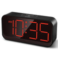 Acedeck Battery Operated Digital Clock: Cordless Small Alarm Clock for Bedroom Travel - Large Numbers 4 Dimmers for All Ages Red