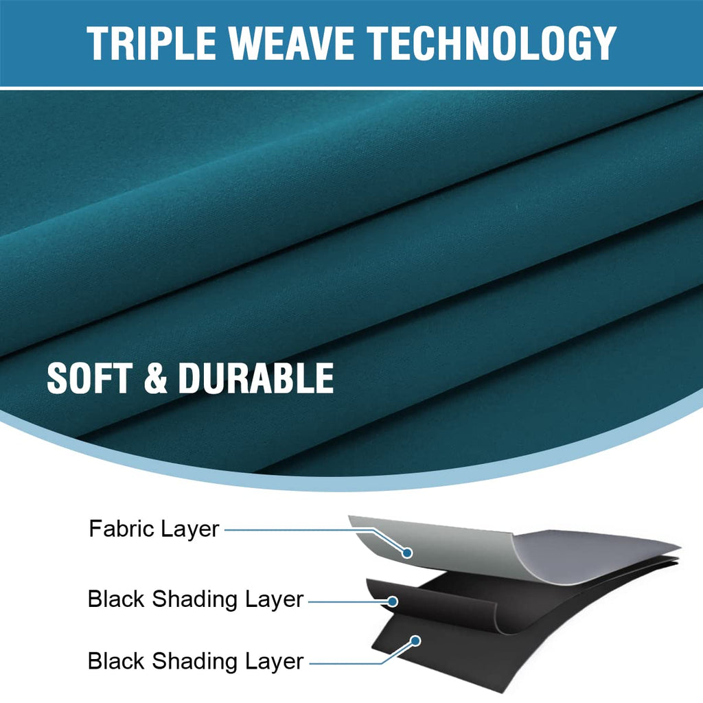 H.Versailtex 100% Blackout Curtains For Bedroom With Black Liner Full Room Darkening Curtains 84 Inches Long Thermal Insulated B