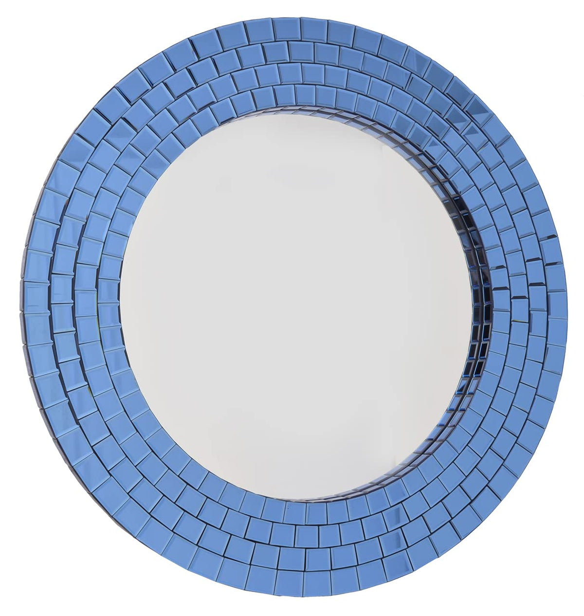 Afd Home Blue Grand Circle Mirror 42&quot; Modern Blue Reflective