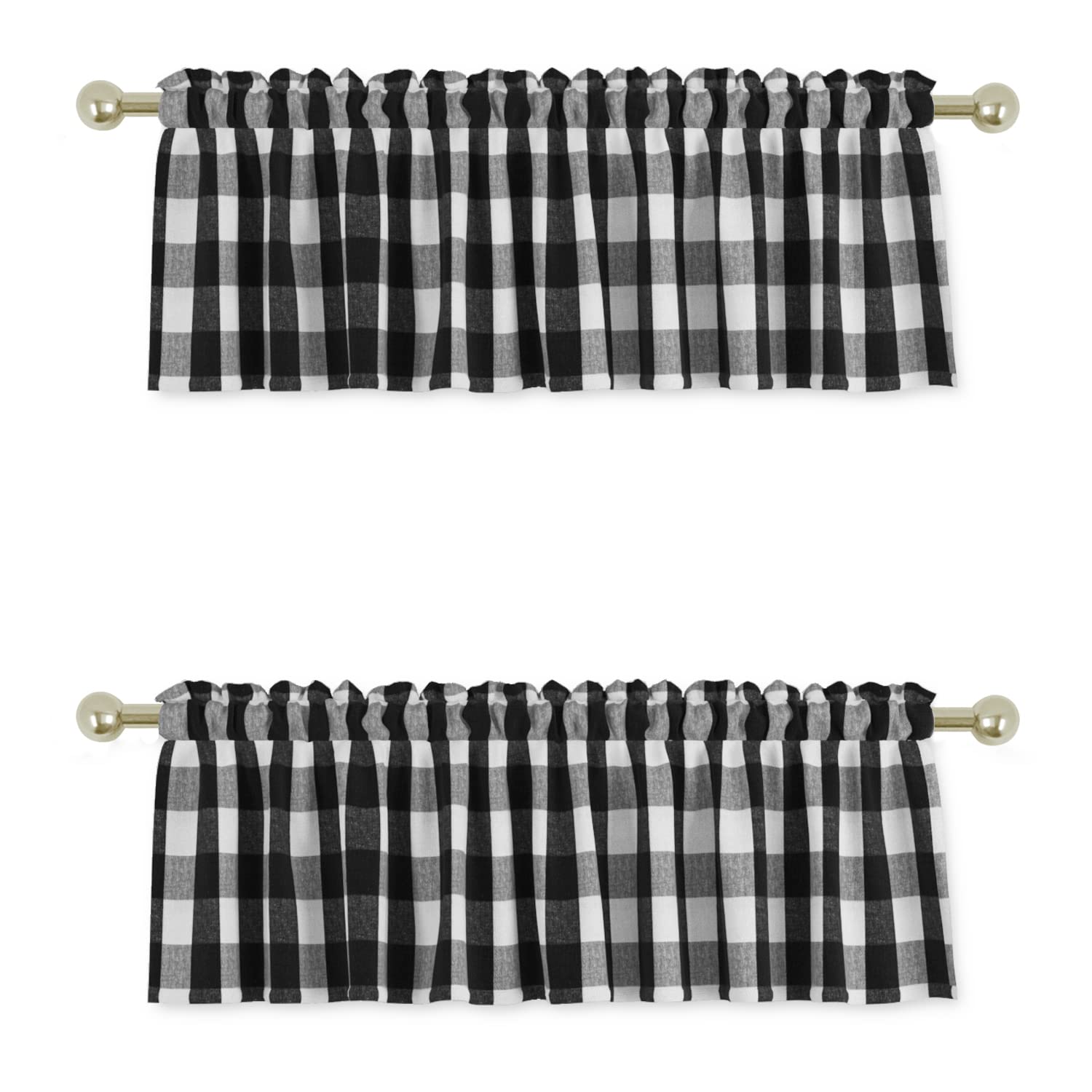 UPOPO 2 Pieces Valences Buffalo Check Kitchen Tier Curtains Classic Plaid Gingham Farmhouse Window Curtain Valance Living Room B