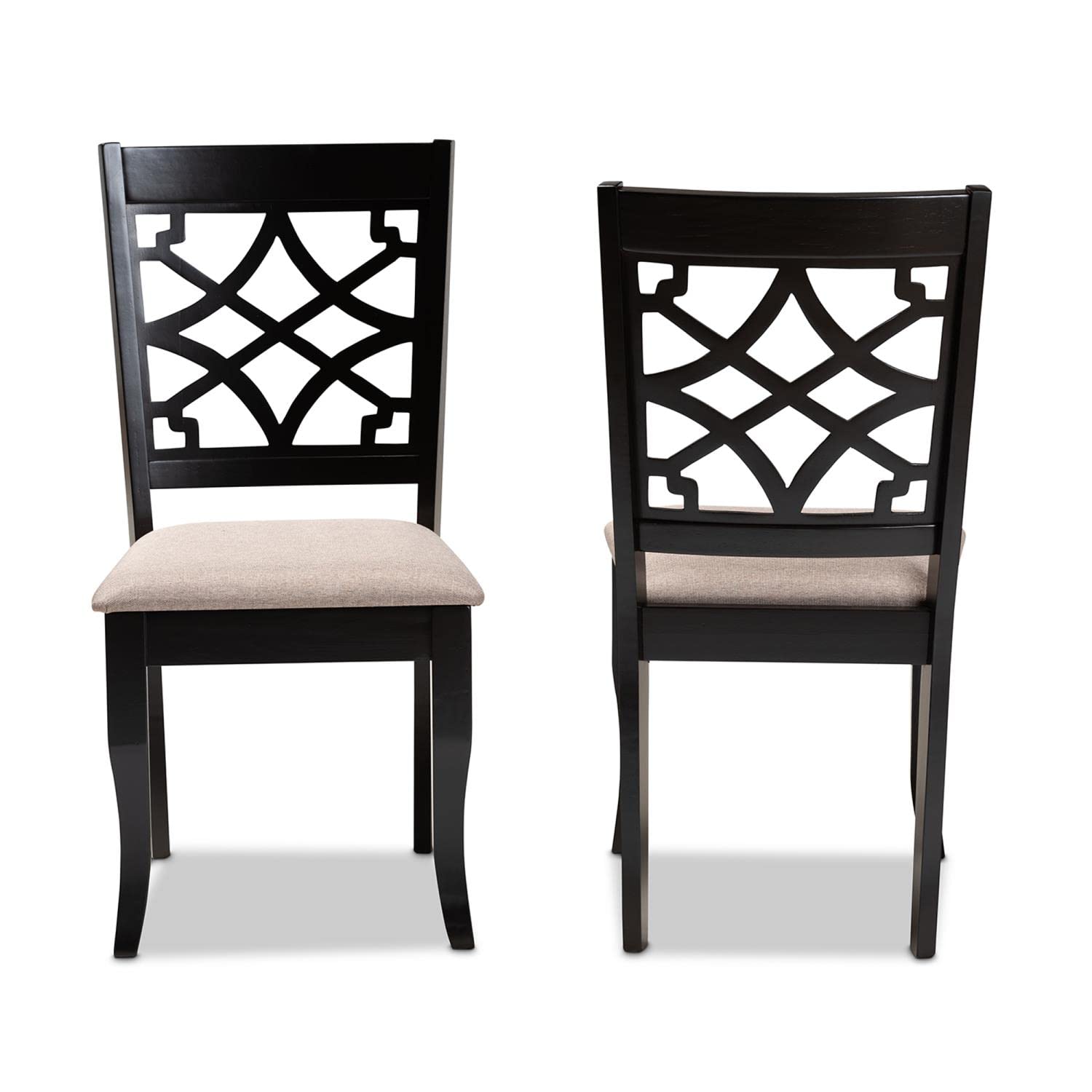 Baxton Studio Mael Modern and Contemporary Sand Fabric Upholstered and Espresso Brown Finished Wood 2-Piece Dining Chair Set