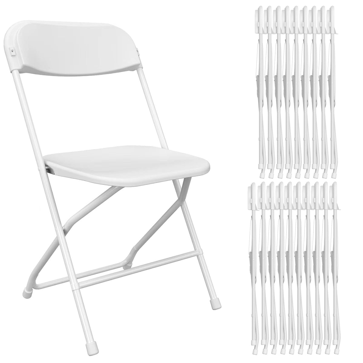 HXBOAUVS 20 Pack White Folding Chairs, Plastic Folding Chair for Outside, Indoor Outdoor Portable Commercial Seat with Steel Fra