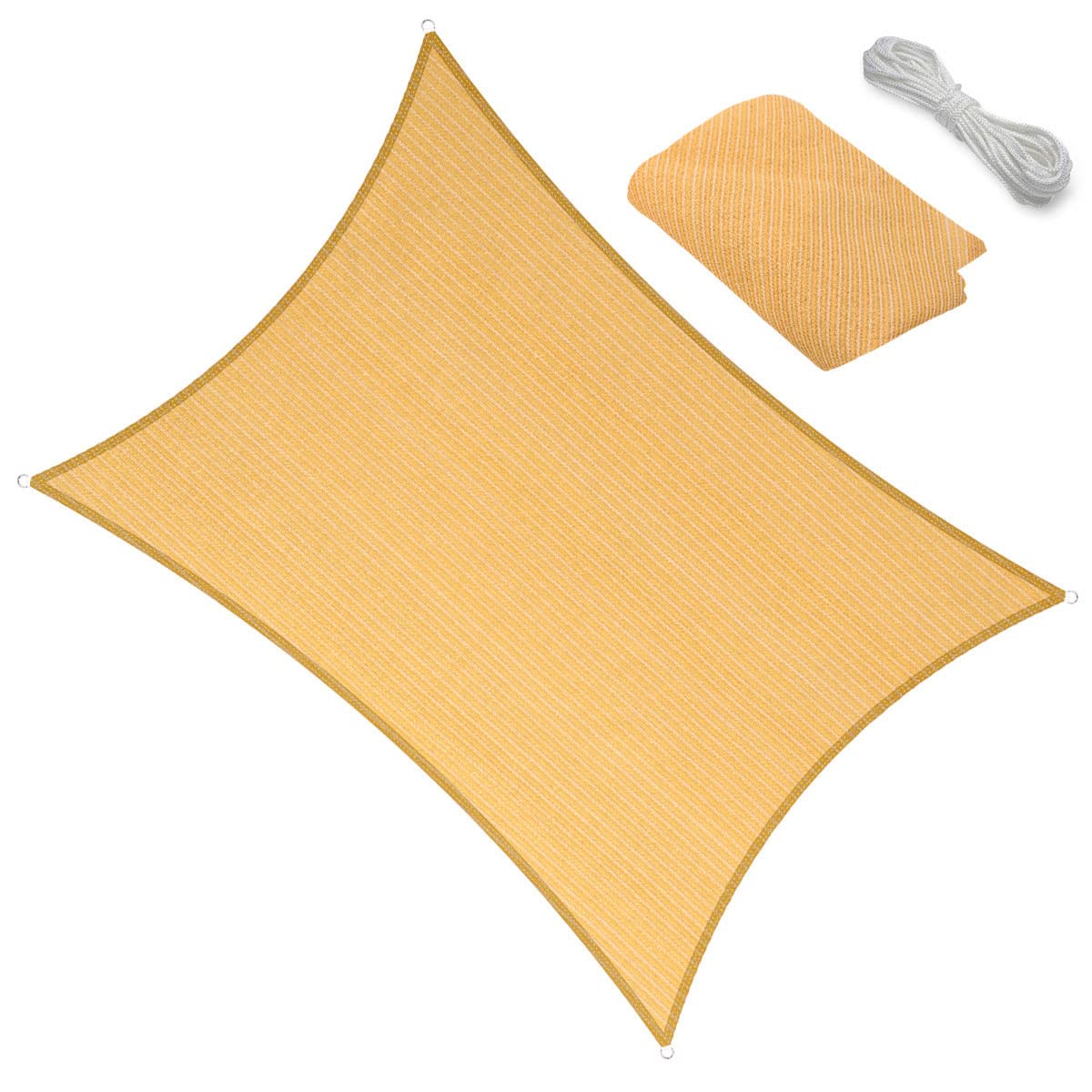 6' X 13' Sun Shade Sail Canopy Awning Permeable Fabric Pergola Cover, For Outdoor Patio Lawn Garden Backyard Carport, Yellow