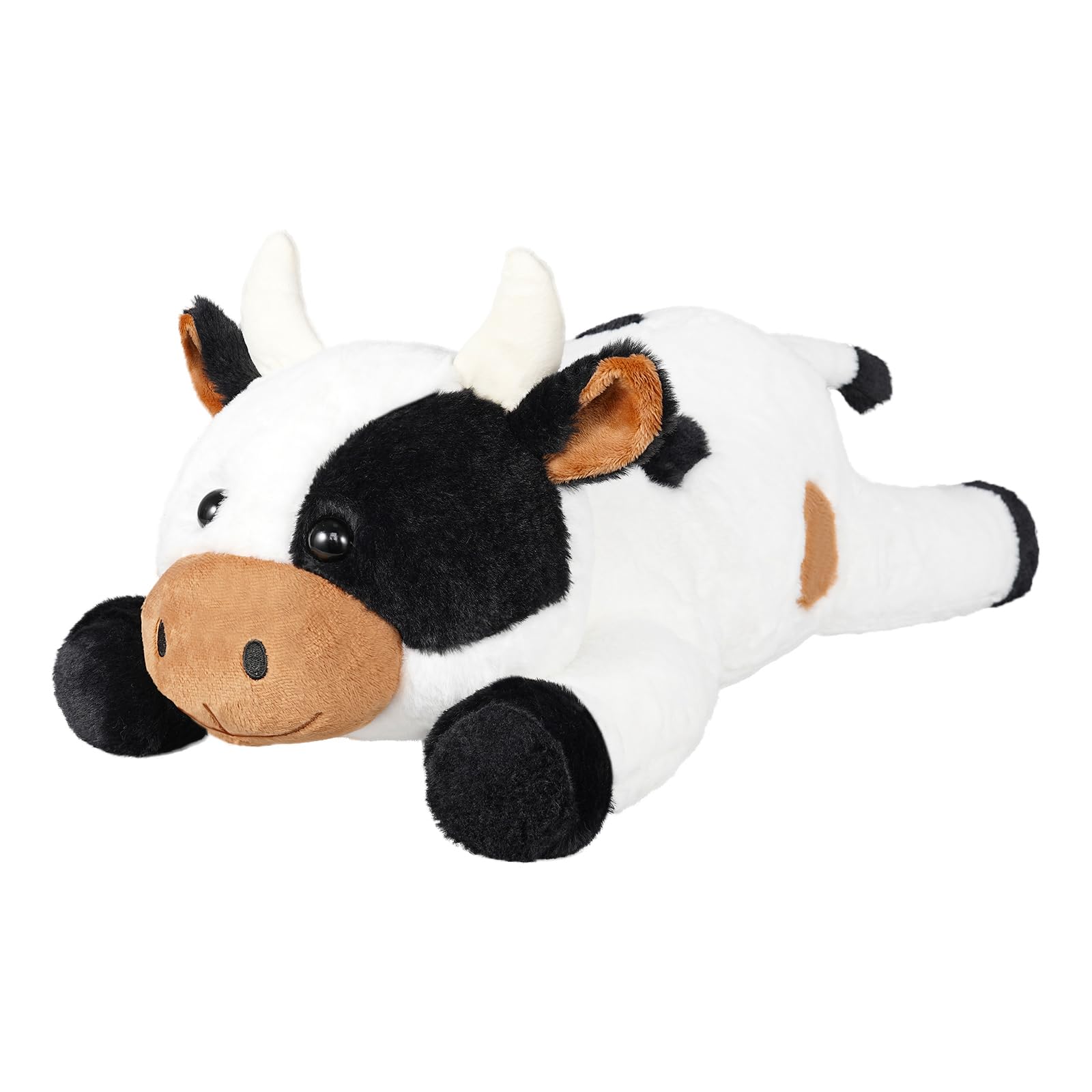 CSVBTRF Weighted Stuffed Animals, 4.2 lbs 21 White Cow Plush Hugging Pillow, Cow Stuffed Animal Gifts for Kids Boys and Girls