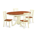 East West Furniture KENI5-WHI-W 5 Piece Dinette Set for 4 Includes an Oval Dining Room Table with Butterfly Leaf and 4 Kitchen Dining Chairs, 42x60 Inch, Buttermilk & Cherry