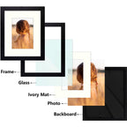 Golden State Art, Simple And Stylish Picture Frame With Ivory Color Mat & Real Glass (8X10-Table Top, Black)