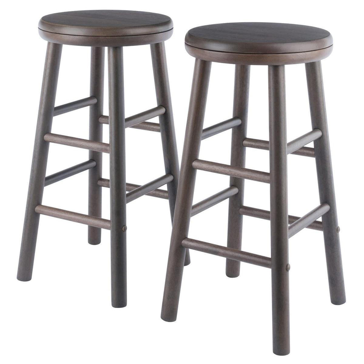 Winsome Shelby 2-Piece Swivel Counter Stools, 25 In, Oyster Gray, Solid Wood