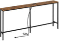 SUPERJARE 70 Inch Console Table with Outlet, Sofa Table with Charging Station, Narrow Entryway Table, Skinny Hallway Table, Behi