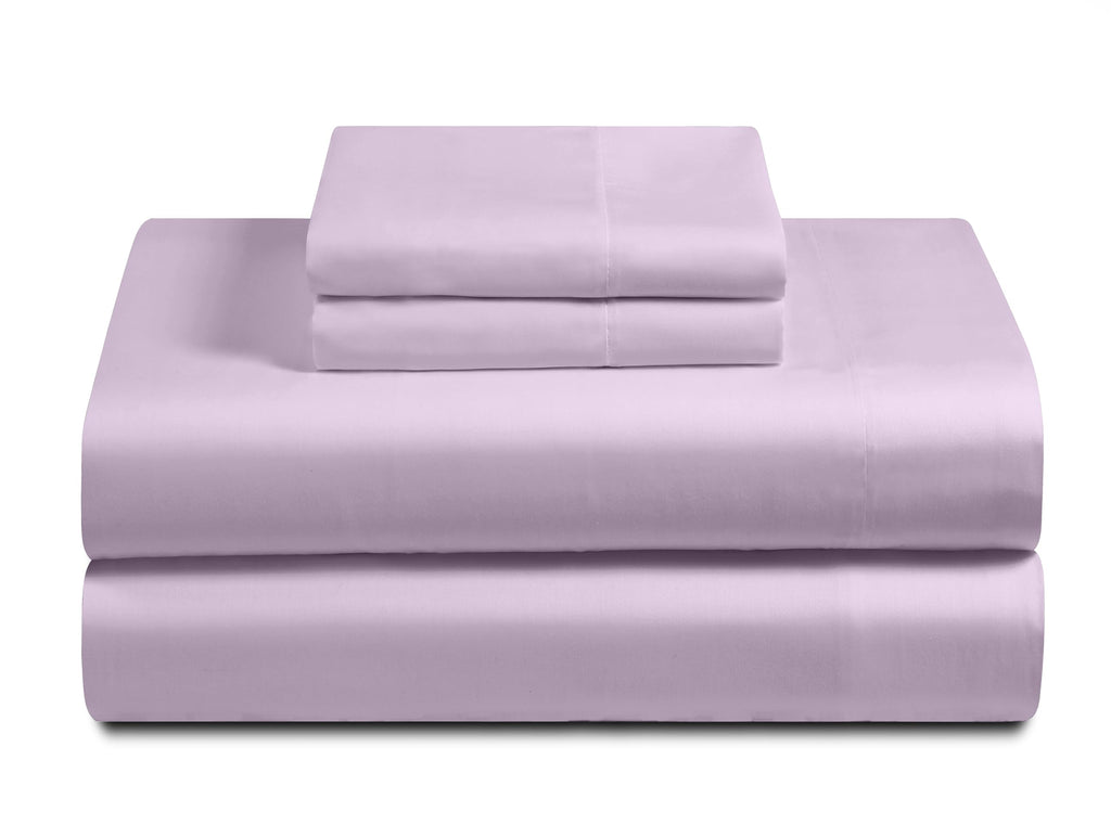 Feather & Stitch Softest 100% Cotton Sheets, 300 Thread Count Percale Weave Bedding, 16' Deep Pocket, Cooling Sheets, Breathable Bed Set, Hotel Premium Quality (King, Lavender)
