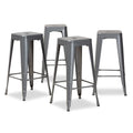Baxton Studio Horton Grey Finished Metal 4-Piece Stackable Bar Stool Set