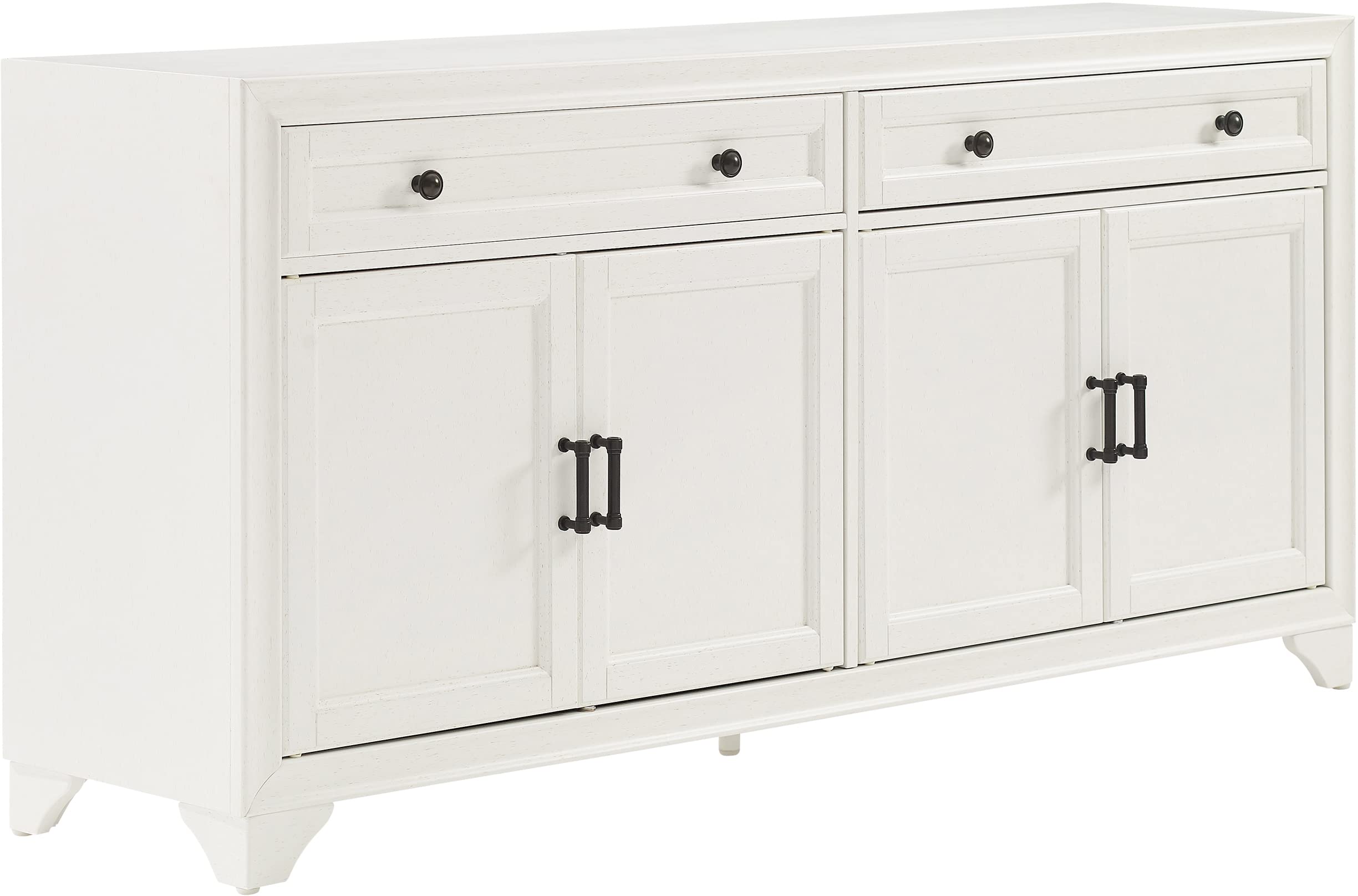 Crosley Furniture Tara Modern Farmhouse Sideboard Buffet Cabinet with Storage, Distressed White