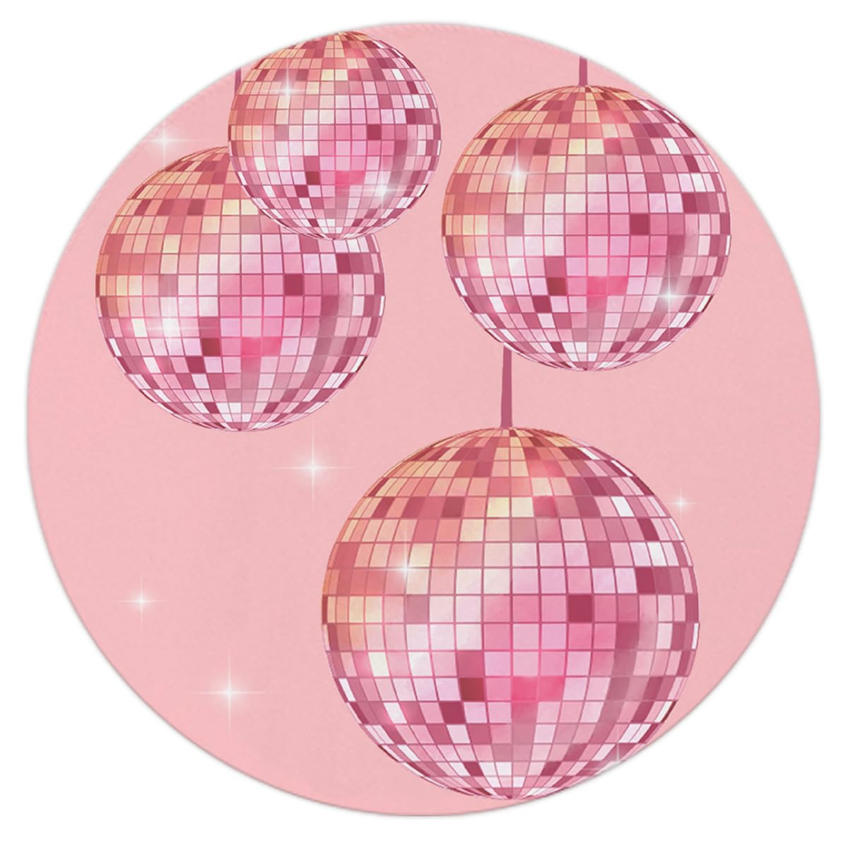 QUICQOD Pink Disco Ball Mouse Pad,Preppy Trendy Round Mouse Pad,Non-Slip Rubber Base Mousepads for Home Office Dorm Desk Decor,T