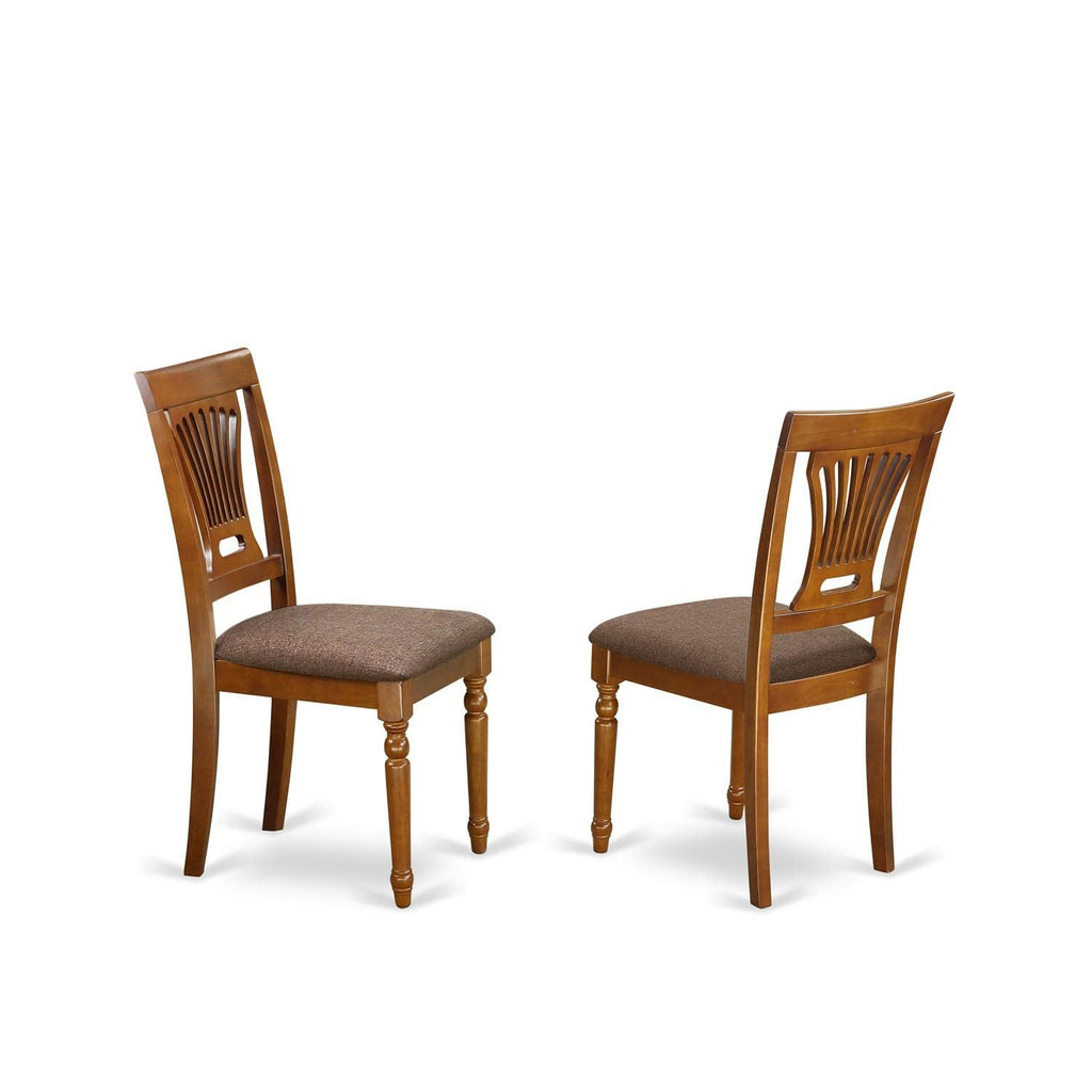 East West Furniture PSPL5-SBR-C 5 Piece Kitchen Table & Chairs Set Includes a Rectangle Dining Room Table with Butterfly Leaf and 4 Linen Fabric Upholstered Chairs, 32x60 Inch, Saddle Brown
