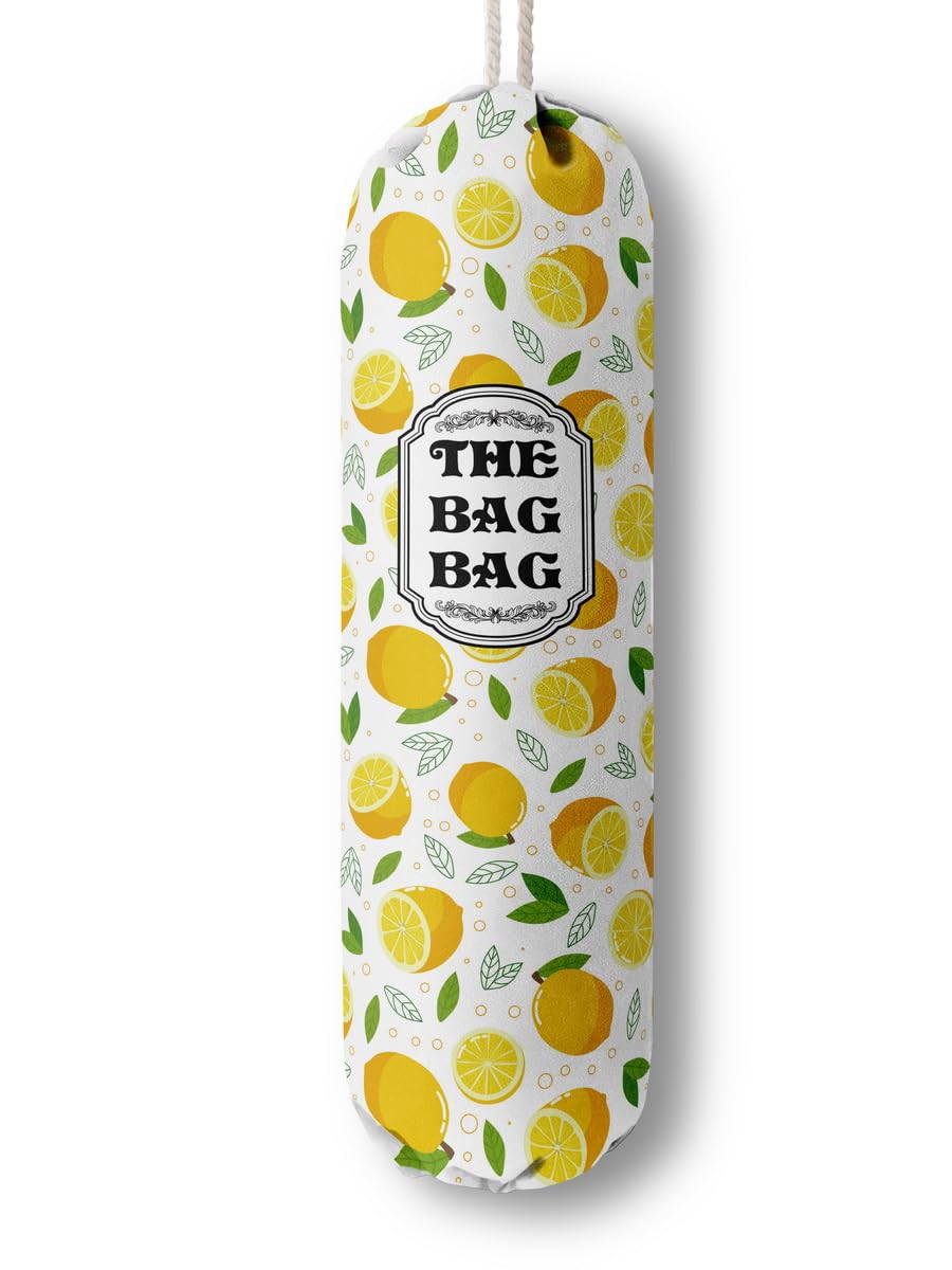 The Bag Grocery Holder, Lemon Organizer For Shopping Bags, Wall Mount Plastic Storage Container Dispenser, Kitchen Gifts For Wom