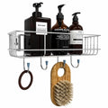 Rovexa SelfAdhesive Multipurpose Bathroom Shelf With Hooks | Wall Mounted No Drill Drainage Design Organiser Rack | Powder Coat