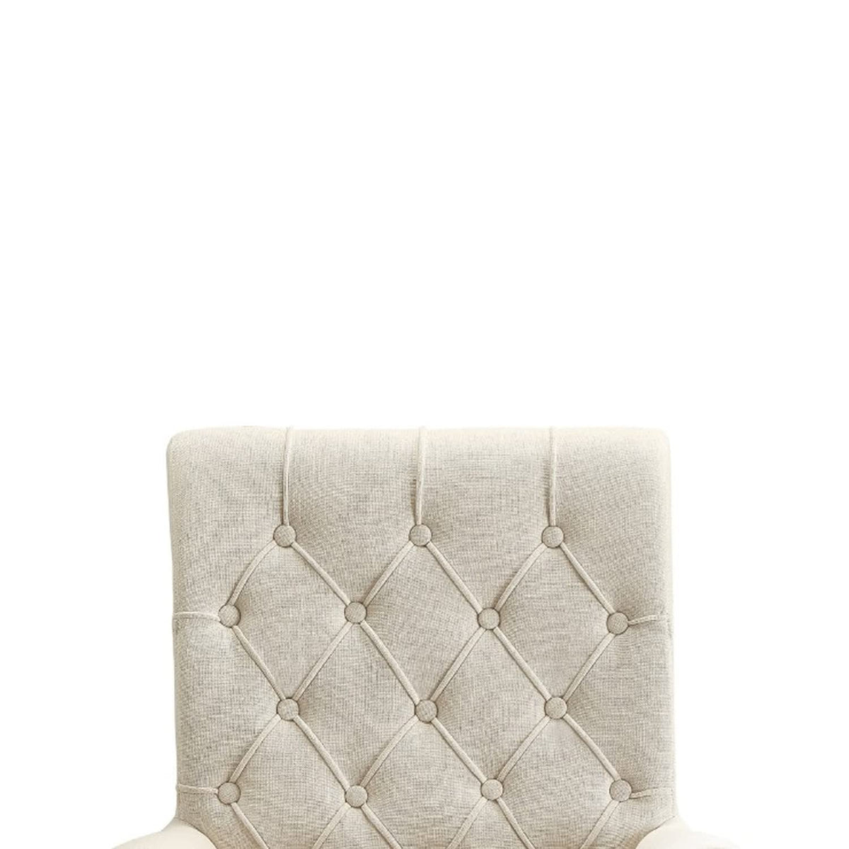 Benjara Benzara Upholstered Dining Chair With Diamond Tufted, Cream And Black, One,