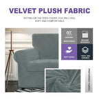 Znsayotx Luxury Velvet Sofa Cover 3 Piece (57'-70') Stretch Loveseat Covers For 2 Cushion Couch Thick Soft Couch Slipcover With Non Slip Strap, Dog Pet Friendly Nice Furniture Protector (Light Grey)