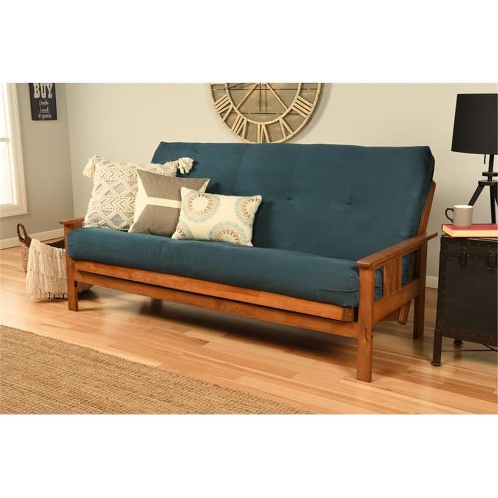 Kodiak Furniture Cotton and Foam Full-Size Futon 7" Mattress in Suede Blue-Frame Not Included