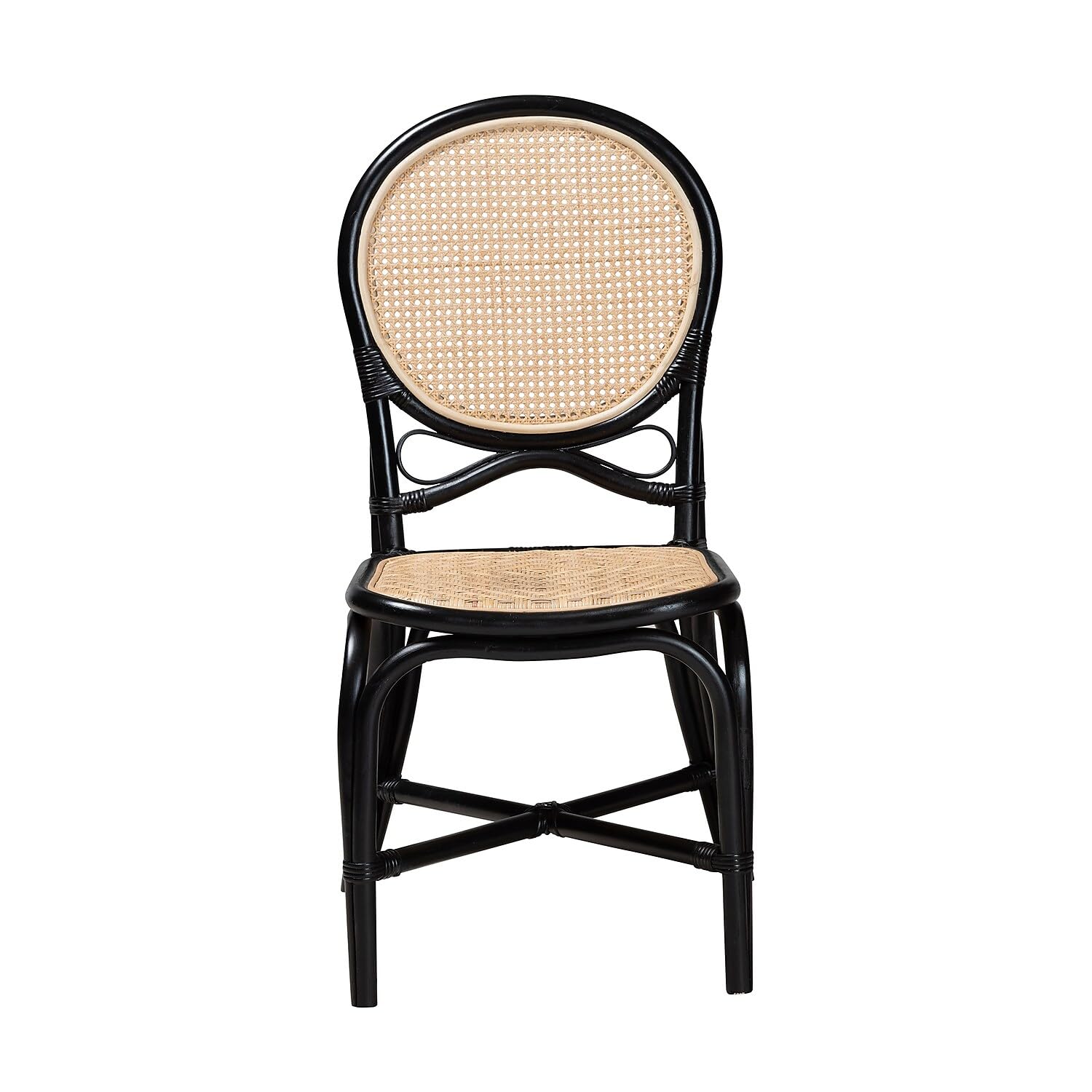 Baxton Studio Ayana Mid-Century Rattan Dining Chair, Natural Brown/Black (231-13231-HiT)
