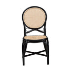 Baxton Studio Ayana Mid-Century Rattan Dining Chair, Natural Brown/Black (231-13231-HiT)