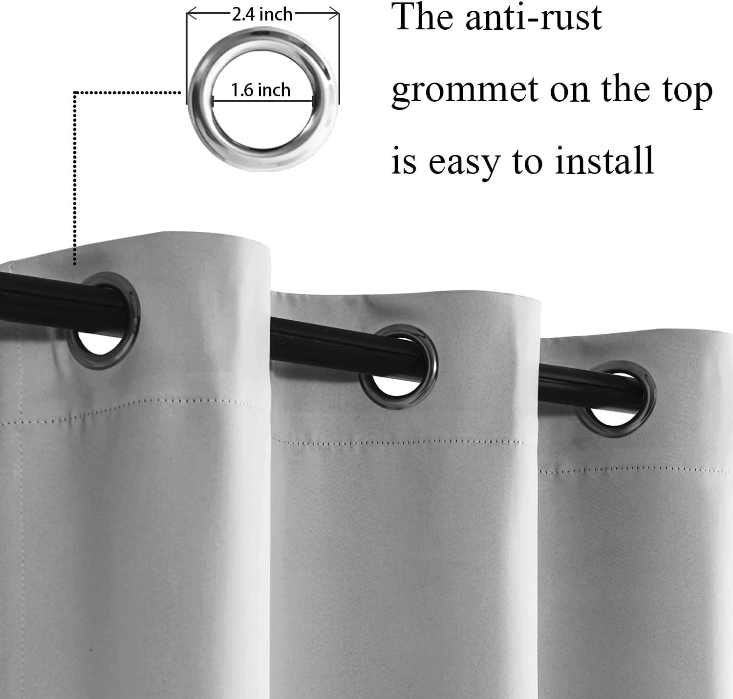 Jiuzhen Silver Grey Blackout Curtains With Tiebacks Thermal Insulated, Light Blocking And Noise Reducing Grommet Curtains For And Living Room, Set Of 2 Window Curtain Panels, 52 X 45 Inch Length
