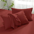 Aormenzy Microfiber Pillow Cases - King Size Set Of 2-1800 Thread Count Ultra Soft Rust Red Pillowcases - Wrinkle Resistant Pill