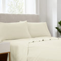 Serta Simply Clean Super Soft Hypoallergenic Stain Resistant Deep Pocket 3 Pieces Solid Bed Sheet Set, Twin Xl, Ivory