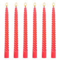 6 Pack 10 Inch Pastel Red Spiral Taper Candles for Christmas and Holiday Home Decoration, Unscented Dripless Twisted Candlestick