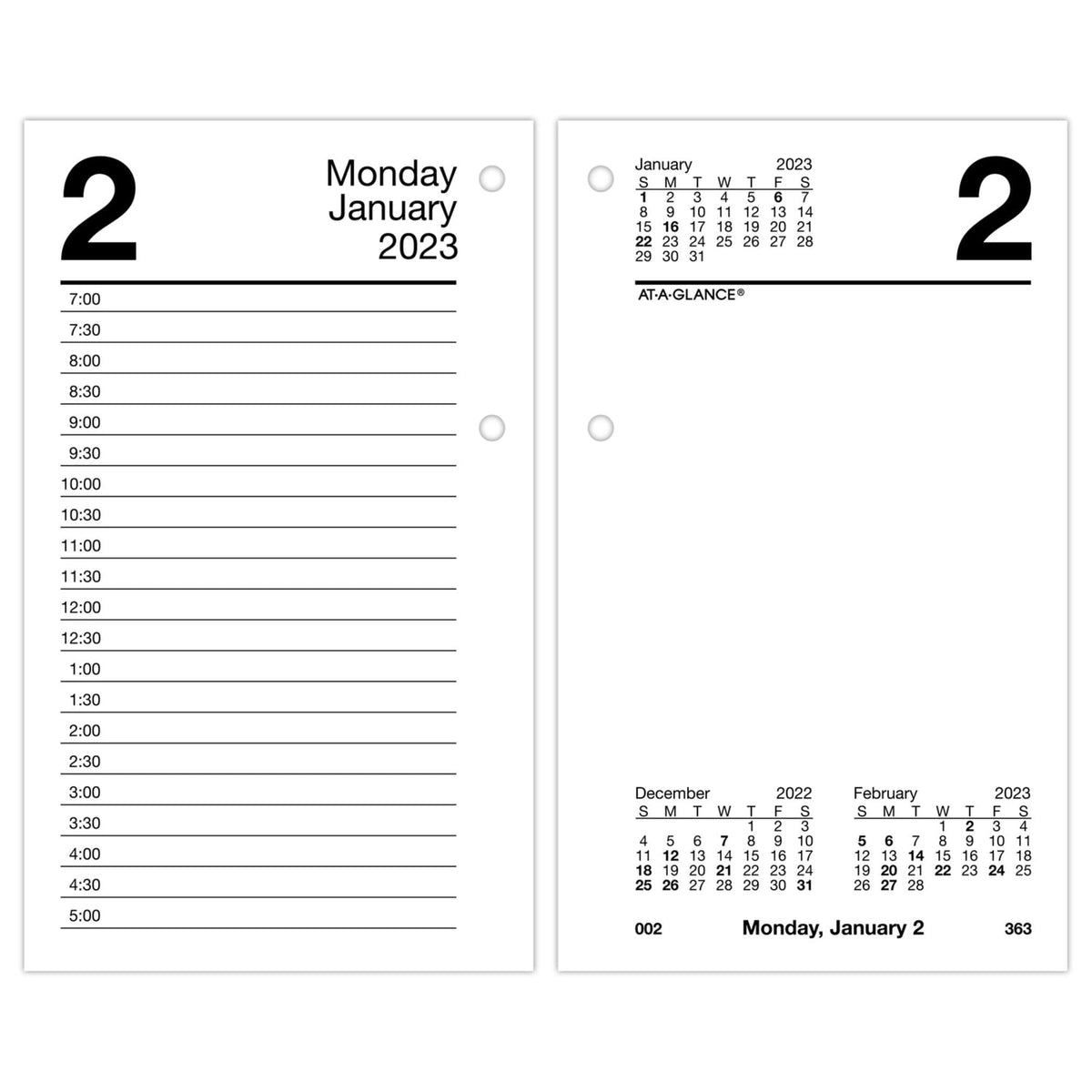 At-A-Glance 2023 Daily Desk Calendar Refill, 3-1/2' X 6', Loose Leaf (E71750)
