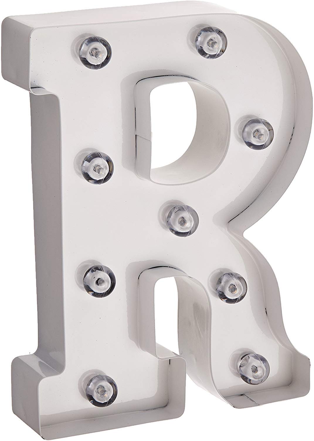 Darice White Metal Marquee Letter - R - 9.87    Tall, White Finish