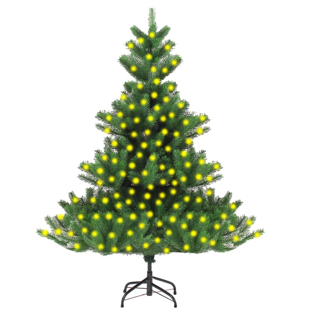 Vidaxl Nordmann Fir Artificial Pre-Lit Christmas Tree - Green, 82.7&quot; Tall, 59.1&quot; Diameter, 300 Led Lights, 1540 Tips, Pe, Steel Stand Included