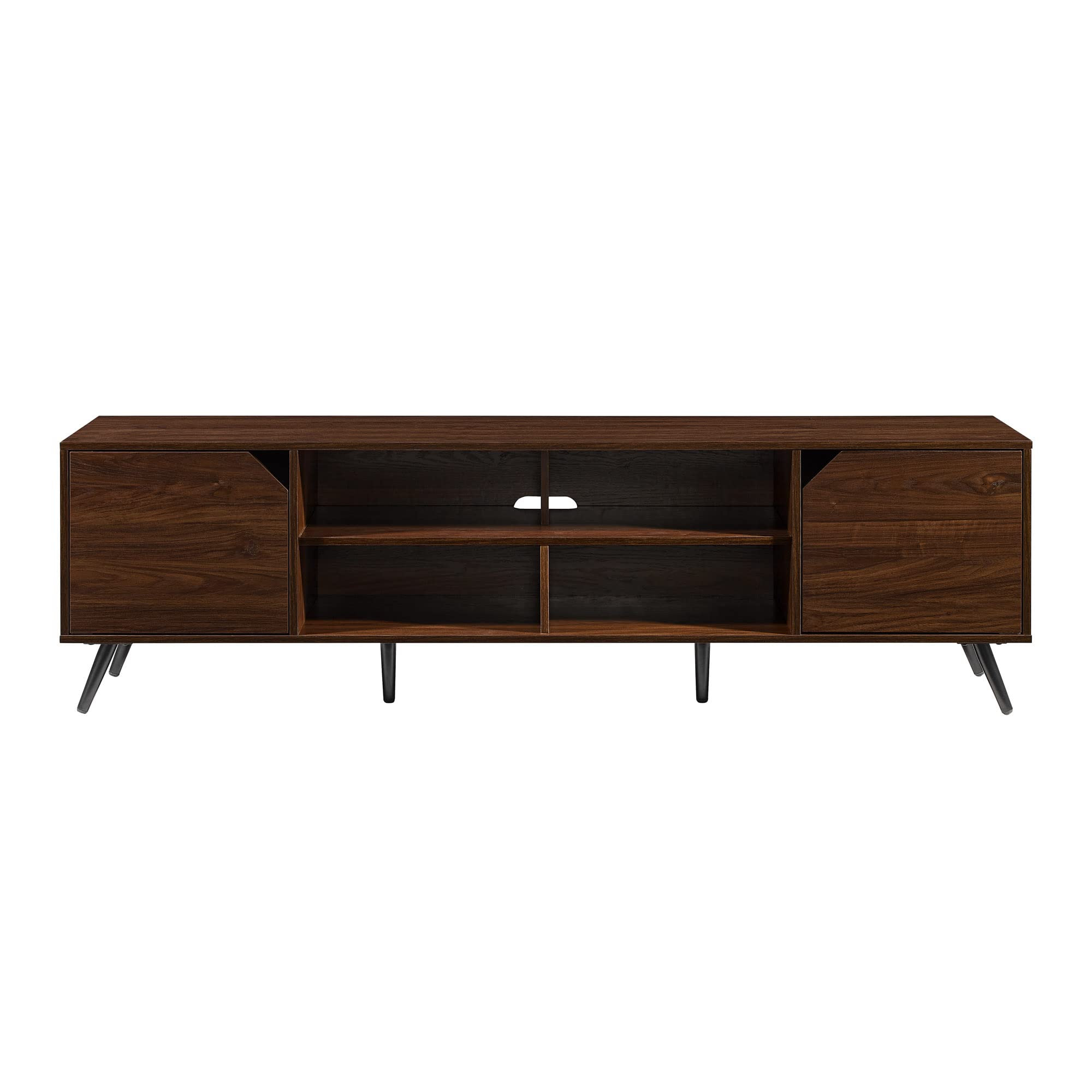 Walker Edison Nora Modern Minimal Open-Shelf Tv Stand For Tvs Up To 80 Inches, 70 Inch, Dark Walnut