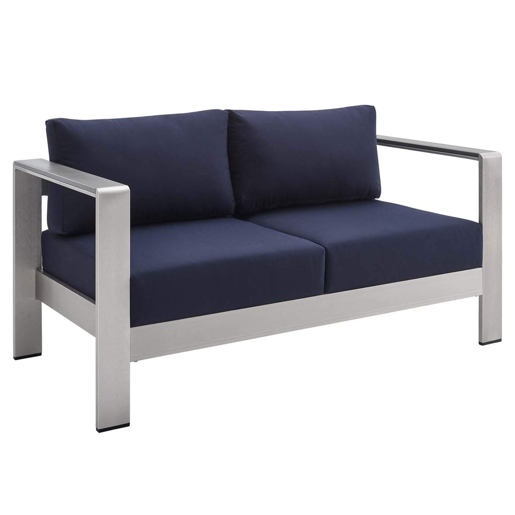 Modway Eei-4313-Slv-Nav-Set Patio Aluminum 3 Piece Set In Silver Navy