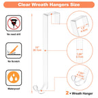 15' Clear Wreath-Hanger Non Scratch Over The Door Hooks,2 Pack Wreath-Door-Hanger Easter Halloween Christmas Decoration,Welcome